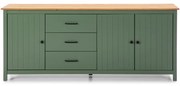 Zelená/v prírodnej farbe nízka komoda z borovicového dreva 190x80 cm Miranda – Marckeric
