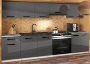 Kuchynská linka Belini 240 cm šedý lesk s pracovnou doskou Uniqa2   INF UNIQA2/5/WT/S/0/B1