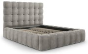 Svetlosivá čalúnená dvojlôžková posteľ s úložným priestorom s roštom 140x200 cm Bali – Cosmopolitan Design