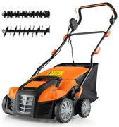 41 cm Elektrický vertikutátor a prevzdušňovač trávnika 15A 2 v 1 s 3-polohovým nastavením výšky zelený