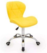 LuxuryForm DESIGN Stolička LIVIO na striebornej podstave s kolieskami - žltá