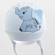 Bavlnená dojčenská čiapočka New Baby Happy Elephant blue, vel. 56/62