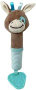 Plyšová hračka s pískatkom a hryzátkom Somárik, 17 cm - modrá, hnedá