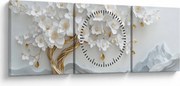 Obraz – 3D elegantný strom života (s hodinami) (90x30 cm)