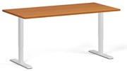 Výškovo nastaviteľný stôl, 160x80 cm, 2 motory, biela podnož, čerešňa