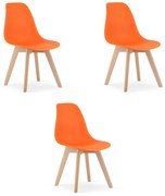 Set troch jedálenských stoličiek KITO oranžové / naturálne nohy (3 ks)