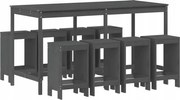 vidaXL 9-dielna sada barového nábytku do záhrady, sivá, borovicové drevo