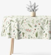 Goldea vianočný oválny teflónový obrus - zimné vetvičky 120 x 160 cm