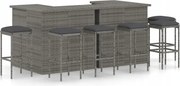 vidaXL 8-dielna záhradná barová súprava s vankúšmi polyratanová sivá