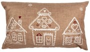 Hnedá obliečka na vankúš s perníkovými chalúpkami Gingerbread Bliss - 30*50 cm
