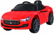 Detské auto Maserati Ghibli na batérie, červené + diaľkové ovládanie + pomalý štart + EVA + MP3, USB + LED