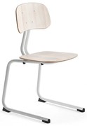 Školská stolička YNGVE, podnož s klzákmi, výška 460 mm, biela/jaseň