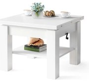 Rozkladací konferenčný/jedálenský stôl so zdvíhacou doskou CALEB biela