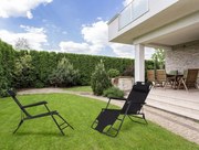 Ležadlo s opierkou hlavy, skladacia konštrukcia, čierne