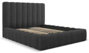 Antracitová čalúnená dvojlôžková posteľ s úložným priestorom a roštom 180x200 cm Kelp – Micadoni Home