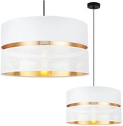 Závesné svietidlo Asti, 1x PVC/biele textilné tienidlo, (fi 40cm), g, b