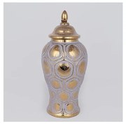 Keramická dóza 35x18,5 cm zlatá/šedá