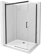 Mexen Omega sprchová kabína, posuvné dvere 100 x 70 cm, transparentnéné, čierna + závesný bidet Flat, biela