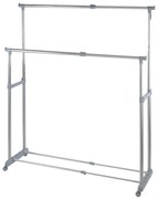 Šedý kovový teleskopický pojazdný stojan na oblečenie Twin - Wenko