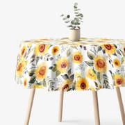 Goldea okrúhly teflónový obrus - kvety slnečnice Ø 100 cm
