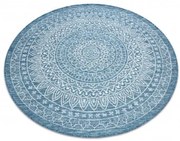 Koberec šnúrkový SIZAL LOFT 21207 Rozeta kruh BOHO slonia kosť / strieborný / nebeský