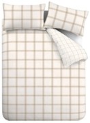 Béžové bavlnené obliečky na dvojlôžko 200x200 cm Oxton Check – Bianca