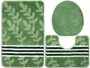 Sada kúpeľňových koberčekov NATEL zelená, lístie / pruhy