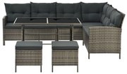 Juskys Polyrattanový Lounge set Manacor sivý melír so sivými vankúšmi