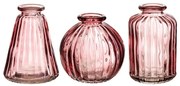 Súprava 3 ružových sklenených váz Sass & Belle Bud