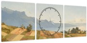 Obraz - Alexandre Calame, Swiss Landscape, reprodukcia (s hodinami) (90x30 cm)