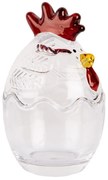 Transparentná sklenená dóza s vekom v tvare sliepočky Chicken - ⌀ 6*9 cm