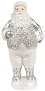 Bielo-strieborná dekorácia figúrka Santa Claus - 8*6*16 cm