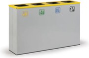 Kôš na triedený odpad, stojan na odpadkové vrecia, sivá/žltá, 4x 50 l
