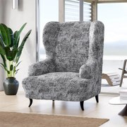 Bielastické poťahy MARMO šedé kreslo ušiak (š. 60 - 110 cm)