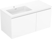 Mexen Orio, kúpeľňová skrinka 100 cm s ľavým umývadlom Otis, 1S, 1D, biela matná, 91A13-10047-3-BBFF01-W18L01