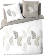 Biele/taupe bavlnené obliečky na dvojlôžko/predĺžené 240x220 cm Goyave – douceur d'intérieur