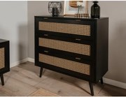 Zásuvková komoda Vienna, čierna/výplet%