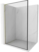 Mexen Kioto L, sprchová zástena Walk-In 50 x 200 cm, 8mm číre sklo čierny vzor, zlatý lesklý profil,800-050-103-50-70