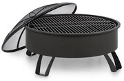 Blumfeldt Oreos, 2 v 1 nádoba na oheň a gril, Ø 75 cm ochrana pred iskrami, Ø 68 cm gril, oceľ, čierna
