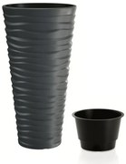 Kvetináč Long Sand s vložením tmavosivý