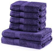 Set 2 bavlnených fialových osušiek a 4 uterákov DecoKing Marina