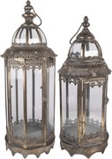 Set 2ks bronzová antik kovová lampáš Marrien - Ø 26*67 / Ø 19*45 cm