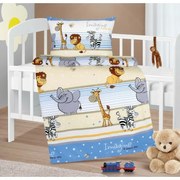 Bellatex Detské bavlnené obliečky do postieľky Agáta Safari modrá, 90 x 135 cm, 45 x 60 cm