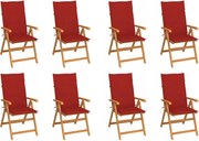 vidaXL Sklápacie záhradné stoličky s podložkami 8 ks tíkový masív