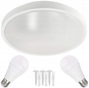 BERGE Okrúhle biele prisadené stropné svietidlo N/T 2x E27 + 2x LED žiarovka