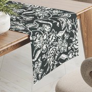 Biante Dekoračný behúň na stôl PML-105 Biele kvety na čiernom 20x120 cm