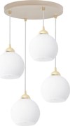 Závesné svietidlo Eliza, 4x biele sklenené tienidlo, g/be, o