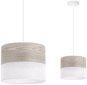 Závesné svietidlo Wood, 1x svetlobéžová dubová dýha/biele PVC tienidlo, (fi 20cm)