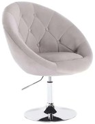 LuxuryForm DESIGN Kreslo VERA VELUR na striebornom tanieri - svetlo šedé