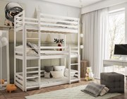 Detská trojposchodová posteľ TEDDY - 200x90 cm - biela